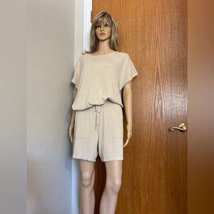 Cream top and shorts